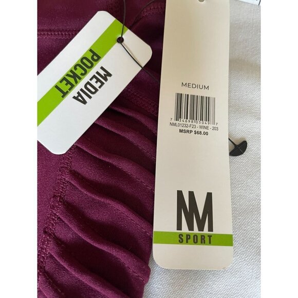 Nicole Miller Sport Women's Leggings Size Medium Wine Pockets New $68 - Picture 8 of 11